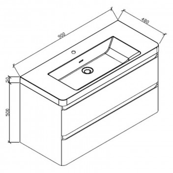 CLEAR CUBE MILAN WHITE DOUBLE DRAWER CABINET 900MM