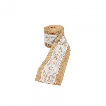 HESSIAN RIBBON WITH LACE 2M