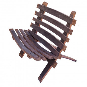GARDEN WINE BARREL BENCH WITH BACK SET