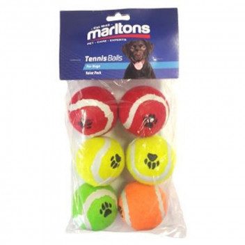 MARLTONS TENNIS BALL PET TOY 6 PER PACK
