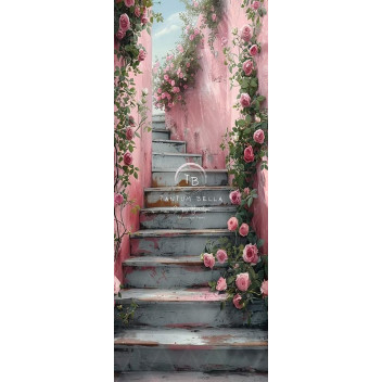 DECOUPAGE DOOR ROSE GARDEN STAIRWAY