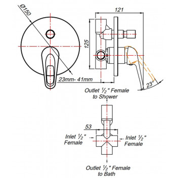 CONCEALED DIVERTER MIXER.