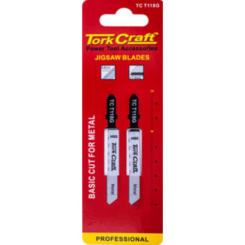 TORK CRAFT T-SHANK JIGSAW BLADE FOR METAL 0.8MM 28TPI 75MM 2PC