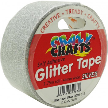SILVER CRAFT GLITTER TAPE 44MMX2.75M