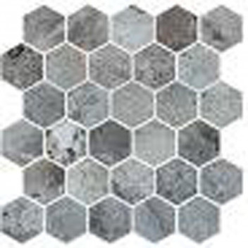 STEEL GREY LARGE HEXAGON POLISHED MOSAIC 302X262MM