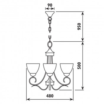 EUROLUX 3XE27 ANTIQUE BRONZE BEAU CHANDELIER