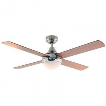 EUROLUX SATIN CHROME AND NATURAL WOOD TWISTER FAN 2XE14 40W