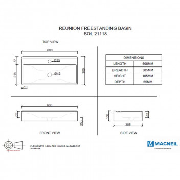 BIJIOU REUNION WHITE FREESTANDING SOLO BASIN