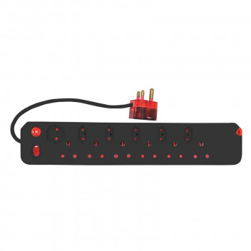 ELECTRICMATE BLACK 12WAY HIGH SURGE PROTECT MULTIPLUG