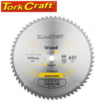 TORK CRAFT WOOD SAW BLADE 600X16,20,25,30, 40MM 60T KERF
