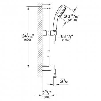 GROHE TEMPESTA COSMOPOLITAN 3 SPRAY SHOWER RAIL SET