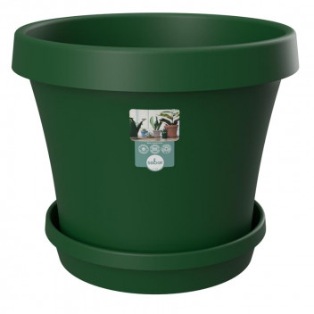 SEBO DARK GREEN PLASTIC POT AND SAUCER SET 25CM