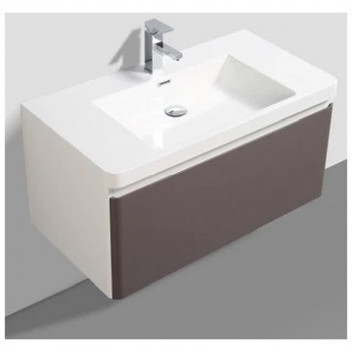 MILAN CLEAR CUBE GREY AND WHITE SINGLE DRAWER CABINET 900MM