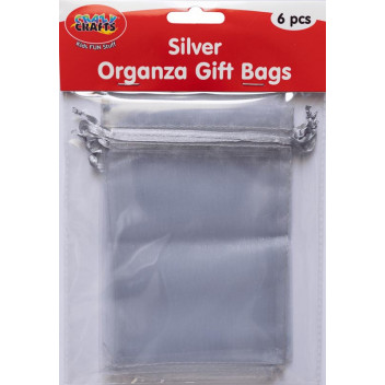CRAFT ORGANZA GIFT BAG SILVER 15X10CM