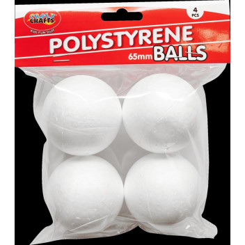 ROUND CRAFT FOAM BALL 65MM 4PIECE