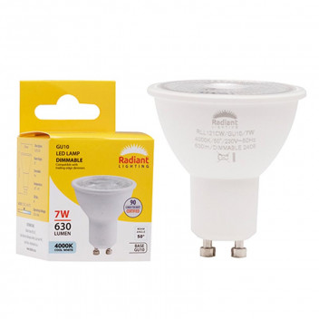 RADIANT LED BULB GU10 7W DIMM 3000K