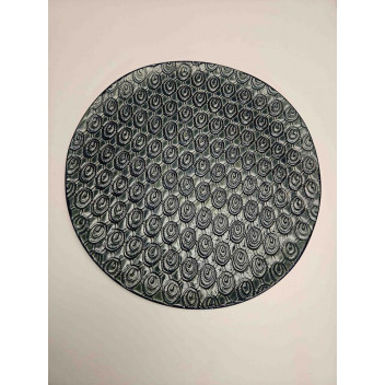 GINGHAM ASSORTED LARGE ROUND CERAMIC REVERSE LACE PLATTER