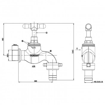 COBRA RB HOSE BIBTAP 208 LP 3/4MI INS