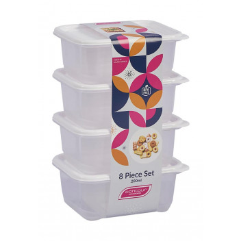 CONTOUR WHITE PLASTIC CONTAINER SET 4X200ML
