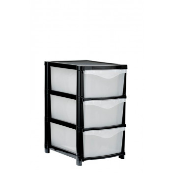 BLACK AND CLEAR CHEST 3 DRAWER