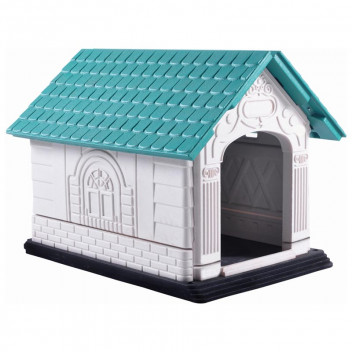 DOG HOUSE LOFT SELF ASSEMBLE LARGE TURQUOISE AND WHITE.