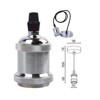 OLITE GUN METAL SINGLE HOLDER E27 PENDANT 900MM