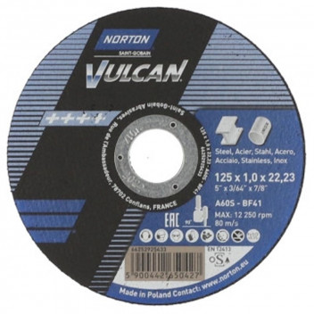 NORTON VULCAN CUTTING DISC 125X1.0X22.23MM