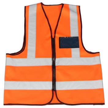 DROMEX ORANGE ID POCKET AND ZIP REFLECTIVE VEST MEDIUM
