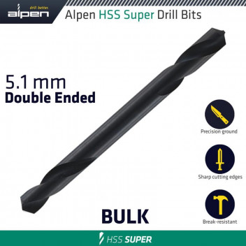 ALPEN HSS SUPER DRILL BIT DOUBLE ENDED 5.1MM BULK