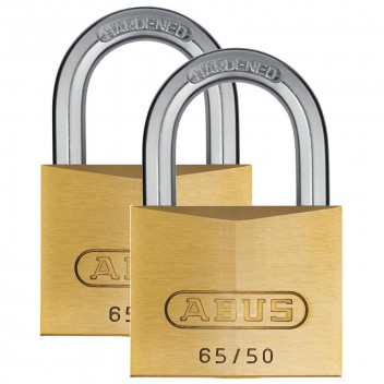 ABUS BRASS BLISTER PADLOCK 65 50MM 2PACK