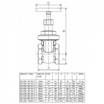 COBRA BRASS GATE VALVE 40MM 1.1/2 INCH