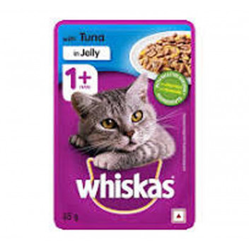 WHISKAS SINGLE CAT FOOD TUNA IN JELLY 85G