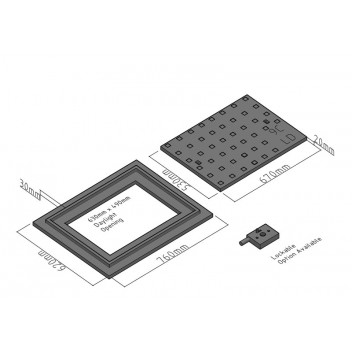 POLYMER LIGHT DUTY MANHOLE COVER AND FRAME 670X520MM 20KG