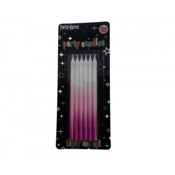 PARTY PINK FADE CANDLE 12CM 6PER PACK