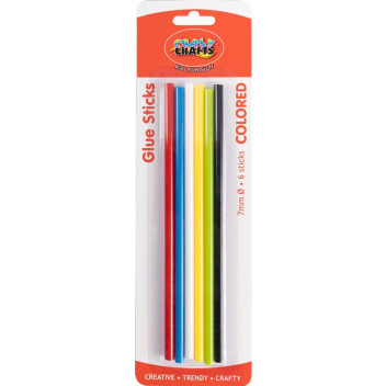 CRAFT COLOURED GLUE STICKS 7MM 6PP