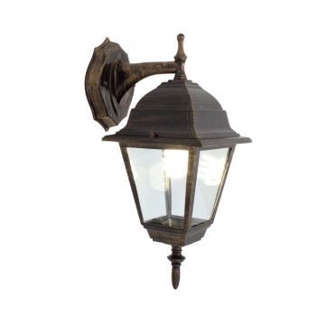 EUROLUX LANTERN WALL LIGHT DOWNFACING 4PANEL BLACK/GOLD