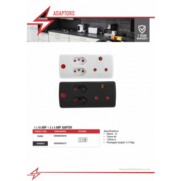 ELECTRICMATE ADAPTOR  1X16AMP + 2X5AMP