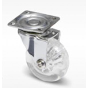 CHROME PLATED TRANSPARENT FURN CASTOR 75MM