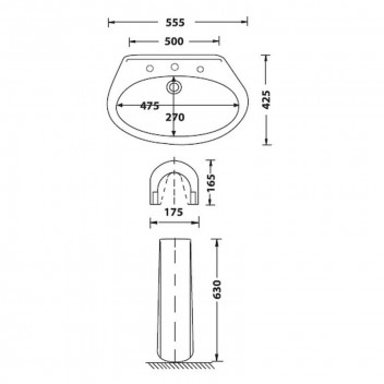 COURIER DELUX WHITE BASIN 550MM