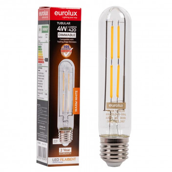 EUROLUX LED FILAMENT TUBULAR BULB E27 4W DIMM 3000K