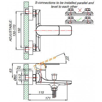 SHORE BATH MIXER W/T STD OFFSET.