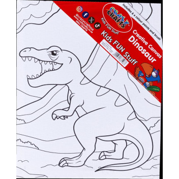 KIDS CRAFT DINOSAUR CANVAS INCL CANVAS BRUSH 6XCOLOURS