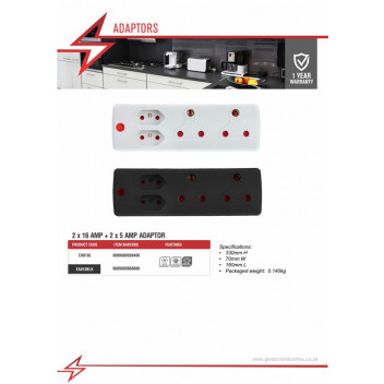 ELECTRICMATE ADAPTOR  2X16AMP + 2X5AMP