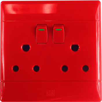 CBI RED DOUBLE DEDICATED OUTLET SOCKET SWITCH 100X100