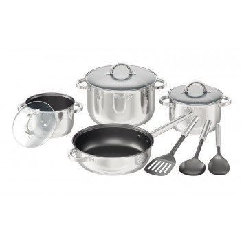 TEVO TRADING NON-STICK CUISINE COOKWARE SET STAINLESS STEEL 10 PC BENNETT READ