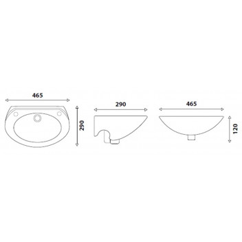 WHITE FLAIR BASIN 465MM X 290MM