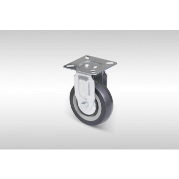 GREY RUBBER FIXED PLATE CASTOR 100MM