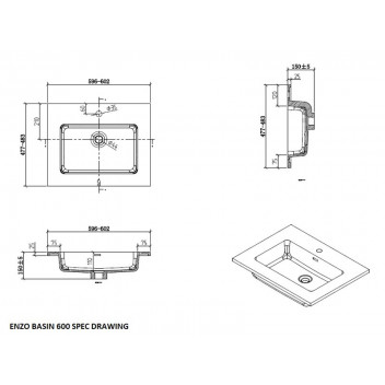 CLEAR CUBE ENZO BASIN WHITE 600MM