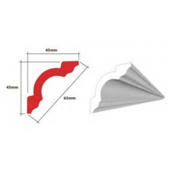 EC CORNICE EPS 45MM X 45MM X 65MM 4X2M PER PACK