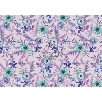 TURQUOISE FLOWERS DECOUPAGE A4